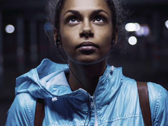 Woman wearing blue